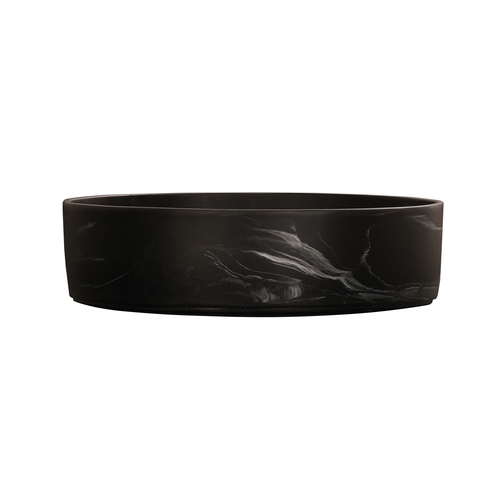 Cal-Mil 23738-12-124 12" Dia. x 3.25"H Black Marble Resin Bowl