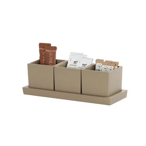 Cal-Mil 23741-125 12.75" x 5" Taupe Resin 3-Section Serving Tray