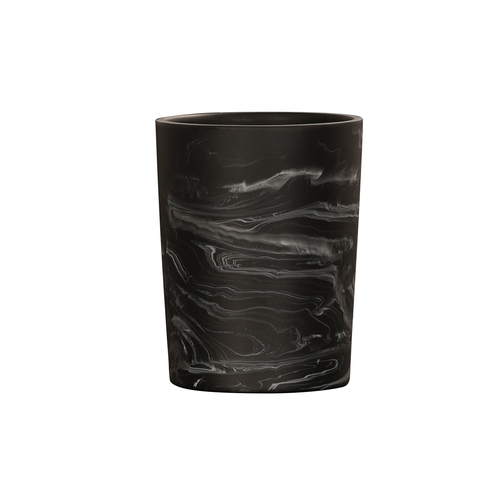 Cal-Mil 23742-5-124 4.75" Dia. x 5.75"H Black Marble Resin Flatware Holder