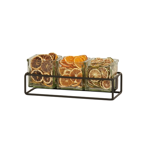 Cal-Mil 23747-3-13 12.5" x 4.5" x 3"H Black Wire 3 Jar Condiment Organizer
