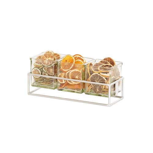Cal-Mil 23747-3-49 12.5" x 4.5" x 3"H Chrome Wire 3 Jar Condiment Organizer