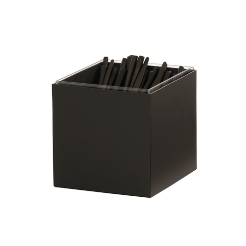 Cal-Mil 23855-13 Onyx 7" x 6" x 6"H Black Metal Flatware Holder