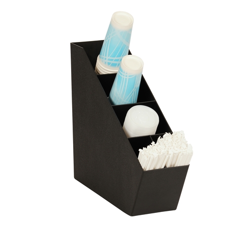 Cal-Mil 24065-4-13 5.5" x 19" x 17"H Black Plastic 3-Section Cup Organizer