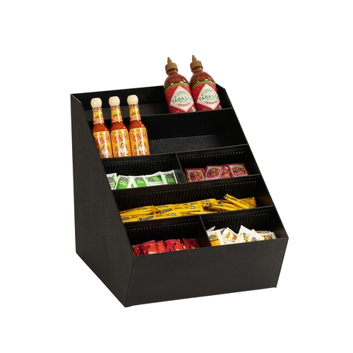 Cal-Mil 24066-13 15"x 13.5"x 20"H Black Plastic Lid, Straw & Condiment Holder