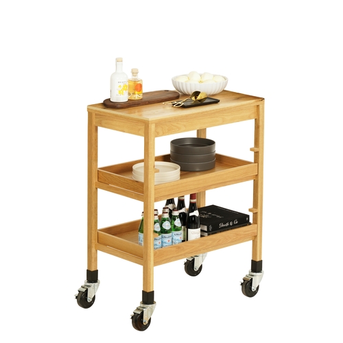 Cal-Mil 24072-21 27" x 16" x 30.75" Oak Serving Cart w/ Pull Out Shelf