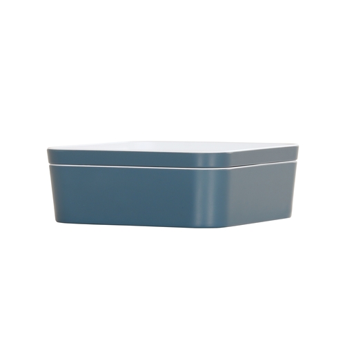 Cal-Mil 24130-8-111 8.25" x 8.25" x 3"H Stone Blue Melamine Bento Box - 3 Each