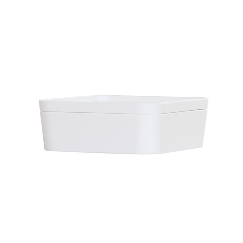 Cal-Mil 24130-8-15 8.25" x 8.25" x 3"H White Melamine Bento Box - 3 Each