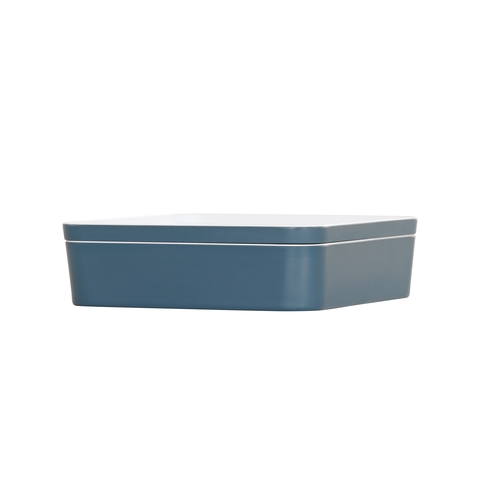 Cal-Mil 24131-10-111 10.5" x 10.5" x 3"H Stone Blue Melamine Bento Box - 3 Each