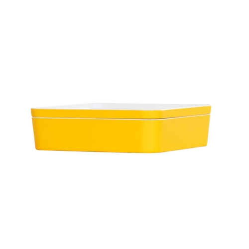 Cal-Mil 24131-10-42 10.5" x 10.5" x 3"H Yellow Melamine Bento Box - 3 Each
