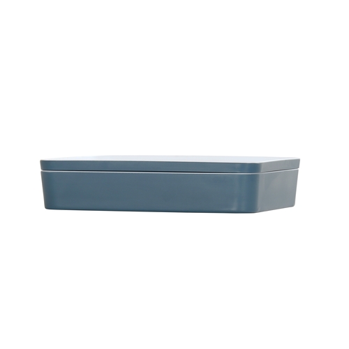 Cal-Mil 24132-1410-111 14" x 10.5" x 3"H Stone Blue Melamine Bento Box - 3 Each