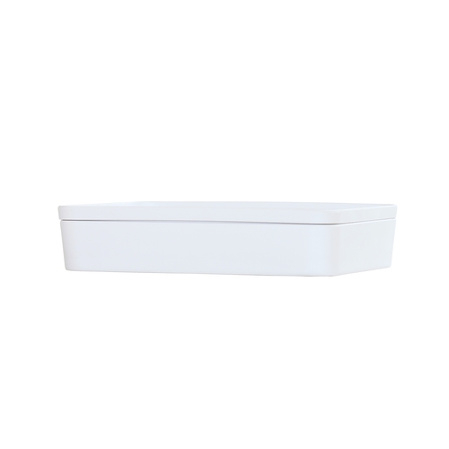 Cal-Mil 24132-1410-15 14" x 10.5" x 3"H White Melamine Bento Box - 3 Each