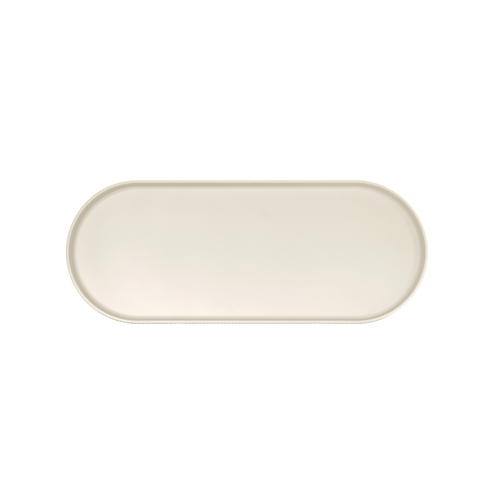 Cal-Mil 26107-208-103 Arista 20" x 8" x 1.5"H Matte Ivory Melamine Oval Platter