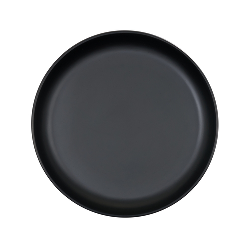 Cal-Mil 26121-14-13 Isla 14" Dia. Matte Black Melamine Wide Rim Plate - 6 Each