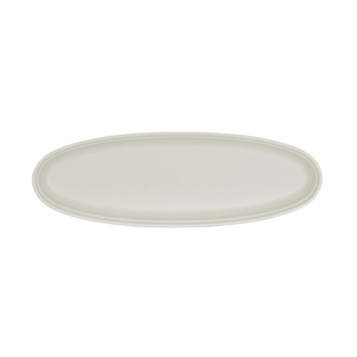 Cal-Mil 26143-618-103 Cove 18" x 6" x 1.5" Matte Ivory Melamine Platter - 6 Each