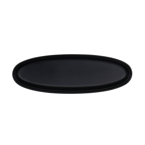 Cal-Mil 26143-618-13 Cove 18" x 6" x 1.5" Matte Black Melamine Platter - 6 Each