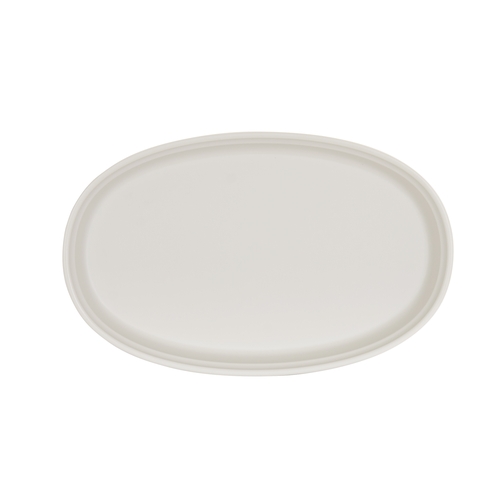 Cal-Mil 26143-711-103 Cove 11" x 7" x 1.5" Matte Ivory Melamine Platter - 6 Each