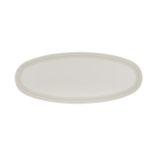 Cal-Mil 26143-922-103 Cove 22" x 9" x 1.5"H Matte Ivory Melamine Platter - 6 Each
