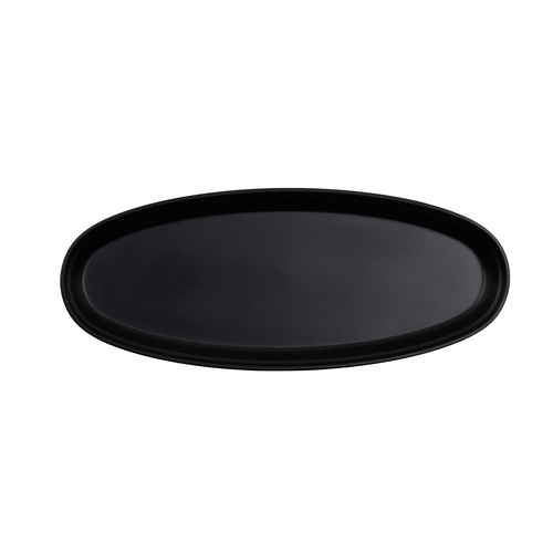 Cal-Mil 26143-922-13 Cove 22" x 9" x 1.5"H Matte Black Melamine Platter - 6 Each