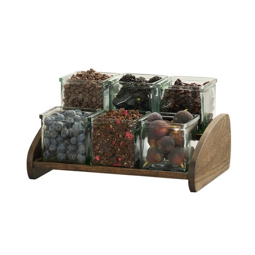 Cal-Mil 27015-6-136 Melrose 9.5" x 13.5" x 7.5"H Brown Wood Condiment Organizer