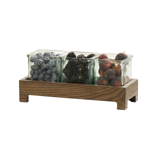 Cal-Mil 27016-3-136 Melrose 13" x 5.25" x 5.5"H Brown Wood Condiment Organizer