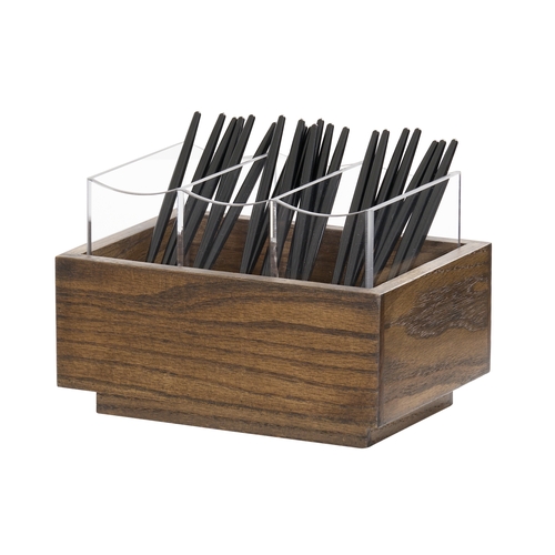 Cal-Mil 27020-136 Melrose 9.5" x 6.75" x 6.25"H Brown Wood Flatware Organizer