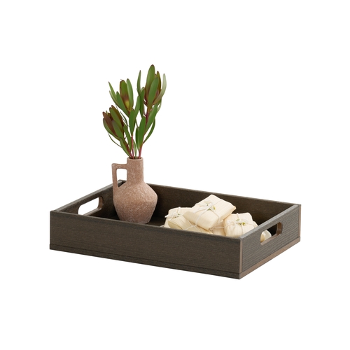Cal-Mil 28612-1-140 Vista 17" x 13" x 4"H Mocha Display Tray w/ Handles