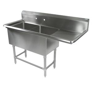John Boos 2PB184-1D18R 2 Compartment 18" x 18" Stainless Steel Pro-Bowl Sink