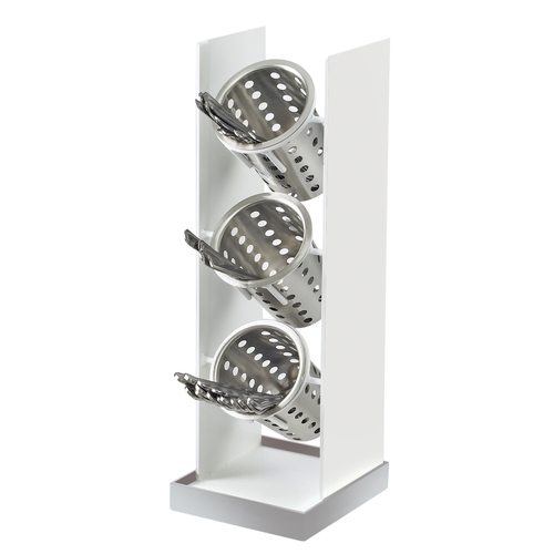 Cal-Mil 3010-55 Luxe 6.75"x 7.5" x 20.25" White Metal 3-Tier Flatware Holder
