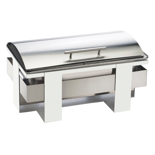 Cal-Mil 3017-55 Luxe 21.75" x 13.75" x 9"H White Metal 8 Qt. Chafing Dish
