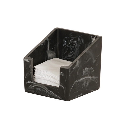 Cal-Mil 3309-124 6.25" x 6.25" x 5.5"H White Marble Resin Napkin Holder