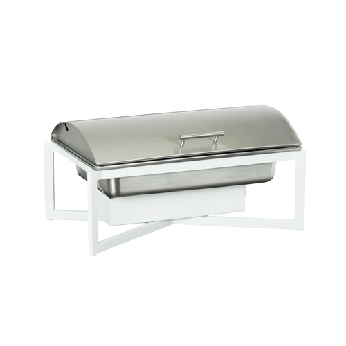 Cal-Mil 3321-15 Juno 24.25" x 15.25" x 12"H White Metal Chafing Dish Stand