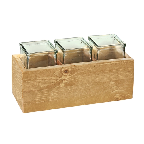Cal-Mil 3406-6 Madera 14" x 5.5" x 6"H Rustic Pine Condiment Organizer