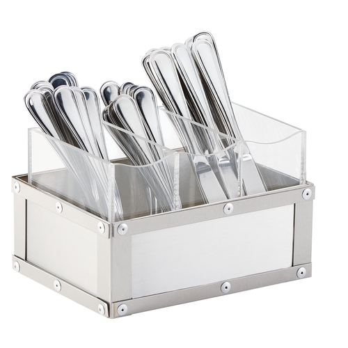Cal-Mil 3408-55 Urban 9" x 6" x 5.25"H Stainless Steel Flatware Organizer