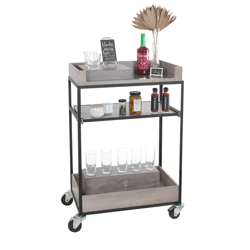 Cal-Mil 3461-110 Aspen 16" x 27" x 41"H Black Metal 3-Tier Beverage Cart