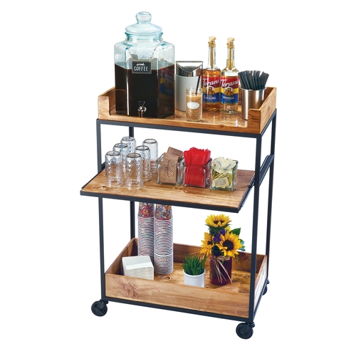 Cal-Mil 3461-99 Madera 16" x 27" x 41"H Black Metal 3-Tier Beverage Cart