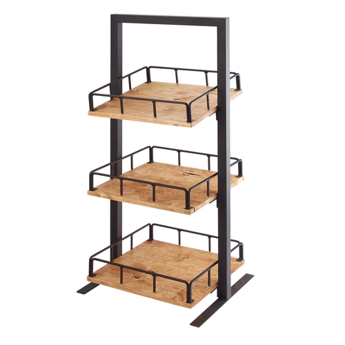 Cal-Mil 3494-3-99 Madera 12" x 12" x 31"H Rustic Pine 3-Tier Display Stand