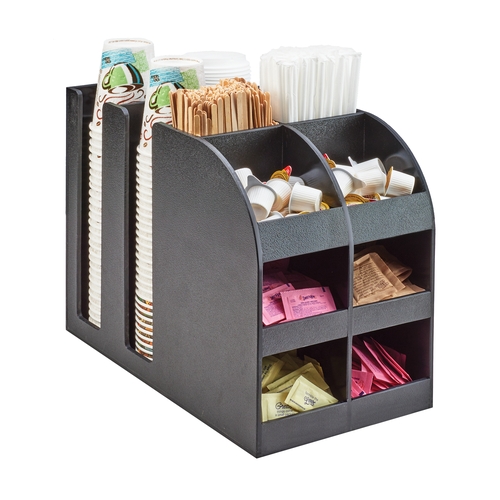 Cal-Mil 3577 Classic 9.25" x 16.25" Black Plastic Condiment Organizer