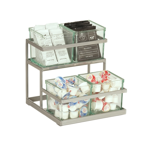 Cal-Mil 3604-39 11" x 10.5" x 11.5"H Silver Coffee/Tea/Condiment Organizer