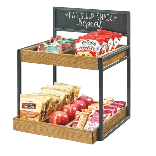 Cal-Mil 3607-13 15"x 14"x 19"H Metal Frame 2-Tier Merchandiser w/ Chalkboard