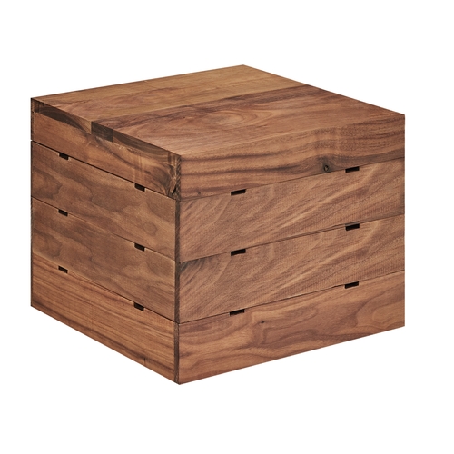 Cal-Mil 3628-10-78 Mid-Century 12" x 12" x 10"H Walnut Square Display Riser