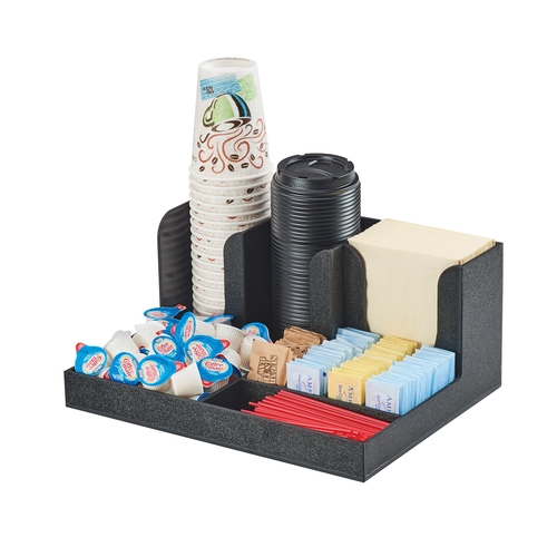 Cal-Mil 3664-13 14" x 11" x 6.5"H Black Plastic Condiment Organizer