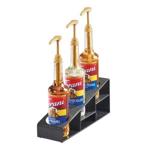 Cal-Mil 3666-13 4.5" x 15" x 6.5"H Black Plastic 3-Tier Display Riser