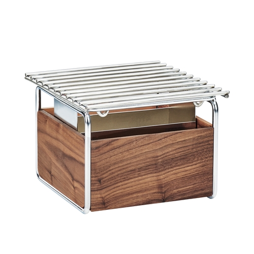 Cal-Mil 3711-49 Mid-Century 12" x 12" x 7.25"H Walnut Chafing Dish Frame