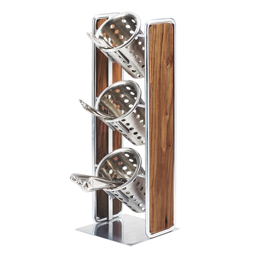 Cal-Mil 3715-49 Mid-Century 6.5" x 6.5" x 19.5"H Walnut Flatware Holder