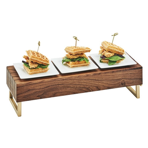 Cal-Mil 3724-46 Mid-Century 20" x 7" x 6"H Walnut Reversible Display Riser