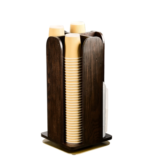 Cal-Mil 378-112 Heritage 8" x 8" x 18.25"H Dark Oak Wood Cup & Lid Organizer
