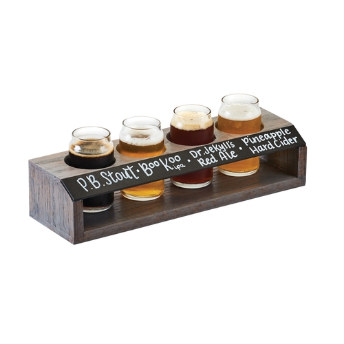 Cal-Mil 3824 13" x 4" Ash Gray Oak Wood Beer Taster Caddy - 6 Each