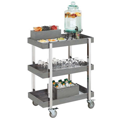 Cal-Mil 3834-83 Ashwood 31" x 20.1" x 39.25"H Gray Oak 3-Tier Beverage Cart