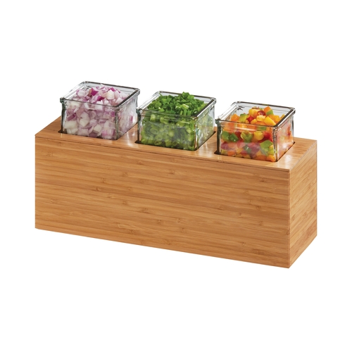 Cal-Mil 3837-3-60 Bamboo 11.75" x 7.5" x 6.25"H Bar Condiment Holder