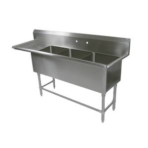 John Boos 3PB30244-1D30L 3 Compartment 30" x 24" Stainless Steel Pro-Bowl Sink